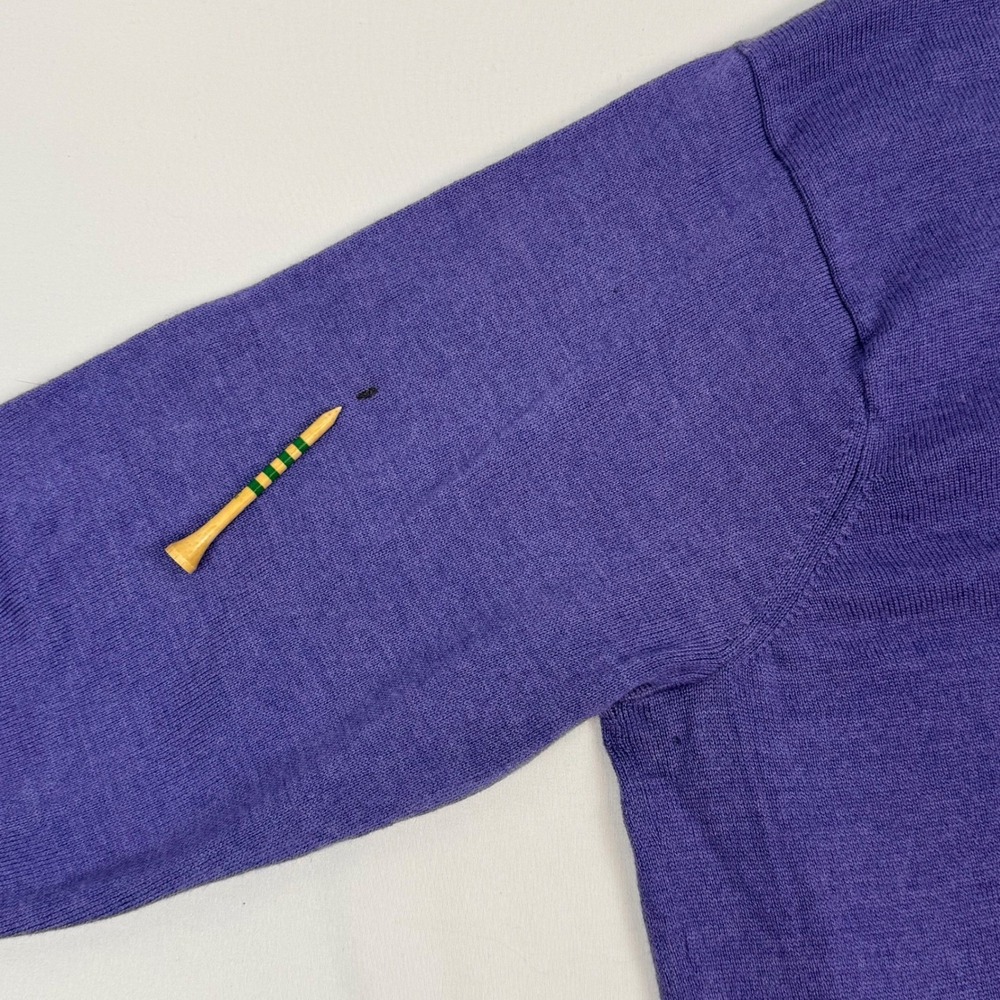 Peter Millar Mens V Neck Sweater Purple Merino Wool Silk Blend Size L - Picture 9 of 10